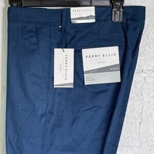 Perry Ellis Portfolio Men's Slim-Fit NonIron Stretch Dress Pants Blue 34x30 $95